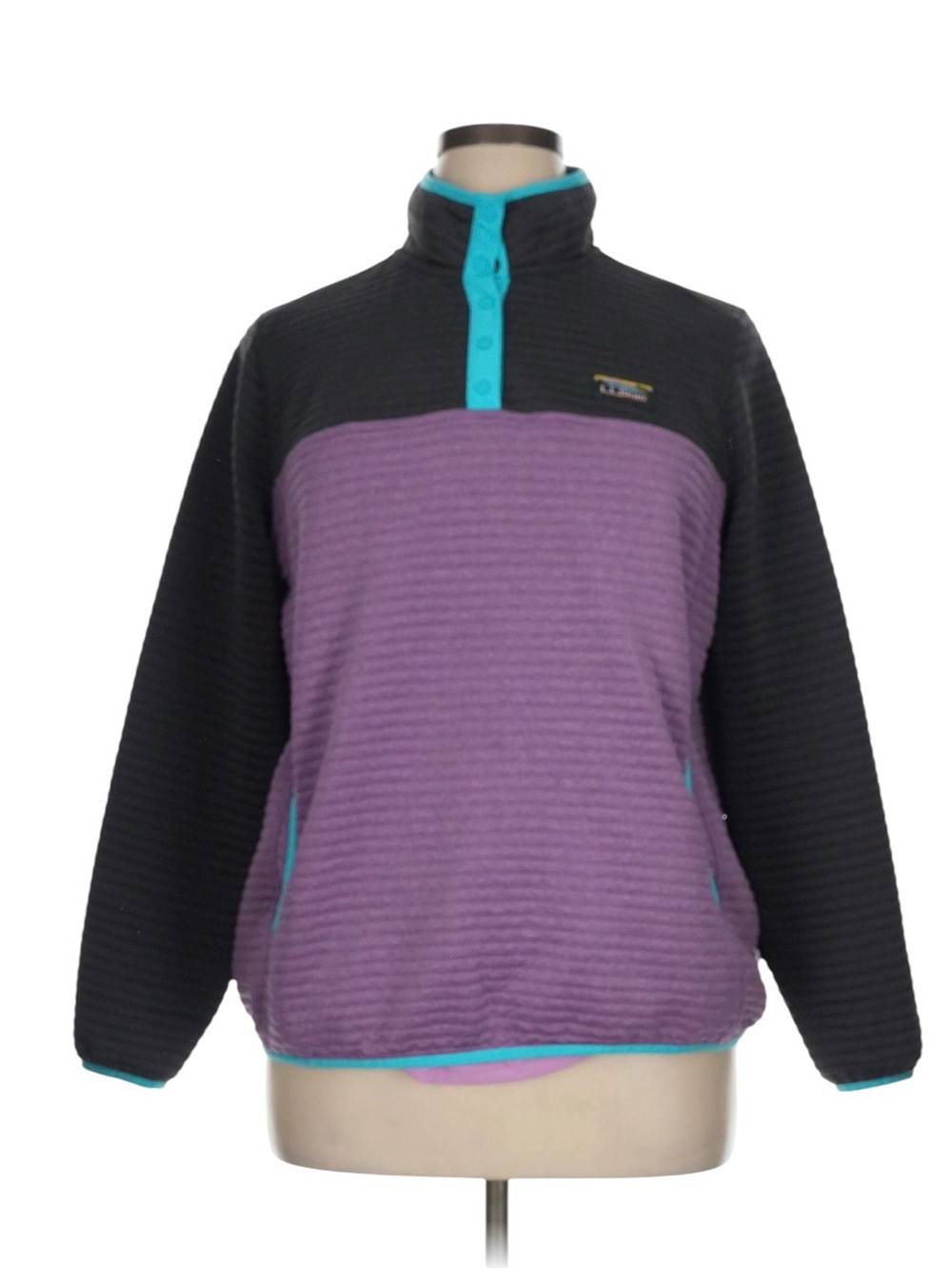 L.L. Bean Airlight Knit Pullover Jacket size XL Colorblock Purple Gray Gorpcore